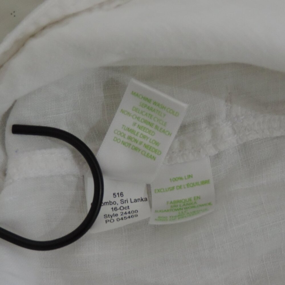 Lilly Pulitzer Beach Pants Sz 12 White Linen Wide Leg Pull On Drawstring Pockets - Picture 14 of 14